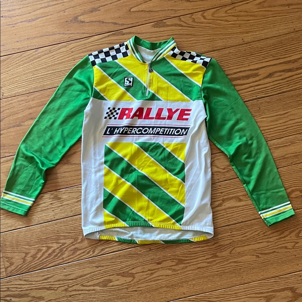 Classic Green and Yellow Rallye winter Cycling Jersey - made in Italy